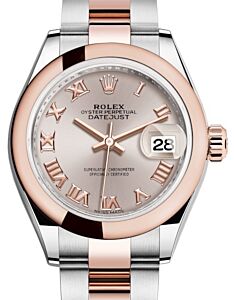 Rolex Lady Datejust 28 Rose Gold/Steel Sundust Roman Dial & Smooth Domed Bezel Oyster Bracelet 279161 - BRAND NEW
