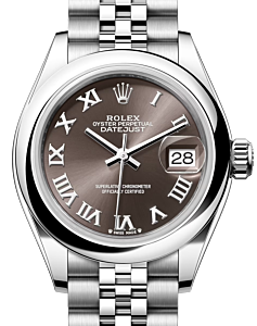 Rolex Lady Datejust 28 Stainless Steel Dark Grey Roman Dial & Smooth Domed Bezel Jubilee Bracelet 279160 - BRAND NEW