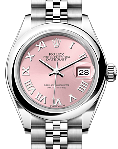 Rolex Lady Datejust 28 Stainless Steel Pink Roman Dial & Smooth Domed Bezel Jubilee Bracelet 279160 - BRAND NEW