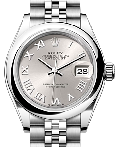 Rolex Lady Datejust 28 Stainless Steel Silver Roman Dial & Smooth Domed Bezel Jubilee Bracelet 279160 - BRAND NEW