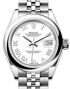 Rolex Lady Datejust 28 Stainless Steel White Roman Dial & Smooth Domed Bezel Jubilee Bracelet 279160 - BRAND NEW