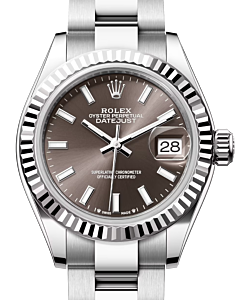 Rolex Lady Datejust 28 White Gold/Steel Dark Grey Index Dial & Fluted Bezel Oyster Bracelet 279174 - BRAND NEW