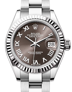 Rolex Lady-Datejust 28 White Gold/Steel Dark Grey Dial & Fluted Bezel Oyster Bracelet 279174 - BRAND NEW