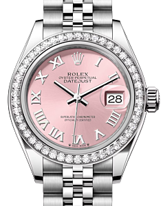 Rolex Lady Datejust 28 White Gold/Steel Pink Roman Dial & Diamond Bezel Jubilee Bracelet 279384RBR - BRAND NEW