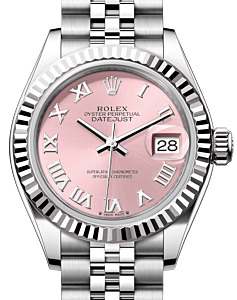 Rolex Lady Datejust 28 White Gold/Steel Pink Roman Dial & Fluted Bezel Jubilee Bracelet 279174 - BRAND NEW