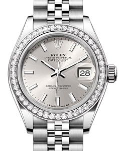 Rolex Lady Datejust 28 White Gold/Steel Silver Index Dial & Diamond Bezel Jubilee Bracelet 279384RBR - BRAND NEW