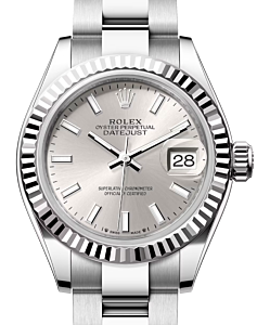 Rolex Lady Datejust 28 White Gold/Steel Silver Index Dial & Fluted Bezel Oyster Bracelet 279174 - BRAND NEW