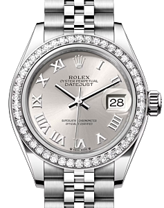 Rolex Lady Datejust 28 White Gold/Steel Silver Roman Dial & Diamond Bezel Jubilee Bracelet 279384RBR - BRAND NEW