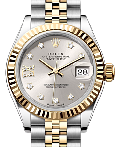 Rolex Lady Datejust 28 Yellow Gold/Steel Silver Diamond IX Dial & Fluted Bezel Jubilee Bracelet 279173 - BRAND NEW