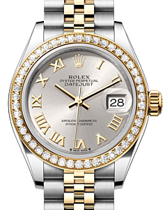 Rolex Lady Datejust 28 Yellow Gold/Steel Silver Roman Dial & Diamond Bezel Jubilee Bracelet 279383RBR - BRAND NEW