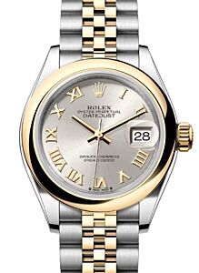 Rolex Lady Datejust 28 Yellow Gold/Steel Silver Roman Dial & Smooth Domed Bezel Jubilee Bracelet 279163 - BRAND NEW