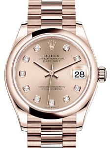Rolex Lady-Datejust 31 Rose Gold Rose Diamond Dial & Smooth Domed Bezel President Bracelet 278245 - BRAND NEW
