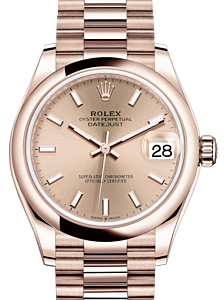 Rolex Lady-Datejust 31 Rose Gold Rose Index Dial & Smooth Domed Bezel President Bracelet 278245 - BRAND NEW