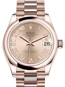 Rolex Lady-Datejust 31 Rose Gold Rose Roman Dial & Smooth Domed Bezel President Bracelet 278245 - BRAND NEW