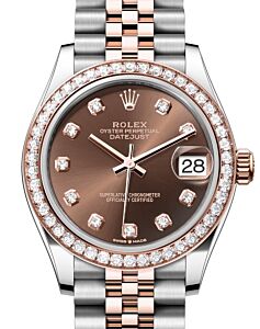 Rolex Lady-Datejust 31 Rose Gold/Steel Chocolate Diamond Dial & Diamond Bezel Jubilee Bracelet 278381RBR - BRAND NEW