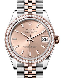 Rolex Lady-Datejust 31 Rose Gold/Steel Rose Index Dial & Diamond Bezel Jubilee Bracelet 278381RBR - BRAND NEW