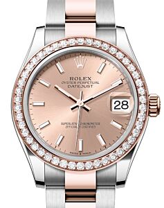 Rolex Lady-Datejust 31 Rose Gold/Steel Rose Index Dial & Diamond Bezel Oyster Bracelet 278381RBR - BRAND NEW