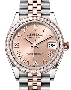 Rolex Lady-Datejust 31 Rose Gold/Steel Rose Roman Dial & Diamond Bezel Jubilee Bracelet 278381RBR - BRAND NEW