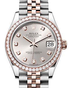 Rolex Lady-Datejust 31 Rose Gold/Steel Silver Diamond Dial & Diamond Bezel Jubilee Bracelet 278381RBR - BRAND NEW