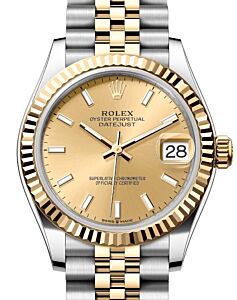 Rolex Lady-Datejust 31 Yellow Gold/Steel Champagne Index Dial & Fluted Bezel Jubilee Bracelet 278273 - BRAND NEW