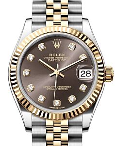 Rolex Lady-Datejust 31 Yellow Gold/Steel Dark Grey Diamond Dial & Fluted Bezel Jubilee Bracelet 278273 - BRAND NEW