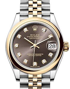 Rolex Lady-Datejust 31 Yellow Gold/Steel Dark Grey Diamond Dial & Smooth Domed Bezel Jubilee Bracelet 278243 - BRAND NEW