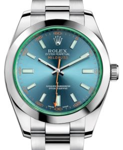 Rolex Milgauss Green Crystal Stainless Steel Blue Dial 116400GV - BRAND NEW