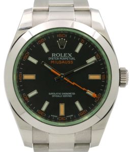 Rolex Milgauss Anniversary Green Crystal Steel Black Dial 116400GV - PRE-OWNED