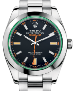 Rolex Milgauss Green Crystal Stainless Steel Black Dial 116400GV - BRAND NEW 