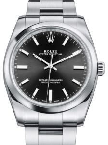 Rolex Oyster Perpetual 34 Stainless Steel Black Index Dial & Smooth Bezel Oyster Bracelet 114200