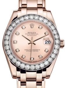 Rolex Pearlmaster 34 Rose Gold Pink Diamond Dial & Diamond Bezel Pearlmaster Bracelet 81285 - BRAND NEW