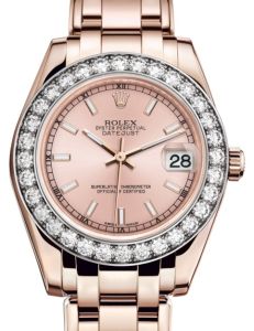 Rolex Pearlmaster 34 Rose Gold Pink Index Dial & Diamond Bezel Pearlmaster Bracelet 81285 - BRAND NEW