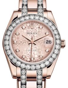 Rolex Pearlmaster 34 Rose Gold Pink Jubilee Diamond Dial & Diamond Bezel Diamond Set Pearlmaster Bracelet 81285 - BRAND NEW