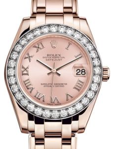 Rolex Pearlmaster 34 Rose Gold Pink Roman Dial & Diamond Bezel Pearlmaster Bracelet 81285 - BRAND NEW