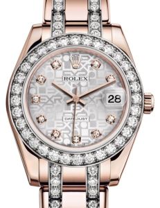Rolex Pearlmaster 34 Rose Gold Silver Jubilee Diamond Dial & Diamond Bezel Diamond Set Pearlmaster Bracelet 81285 - BRAND NEW