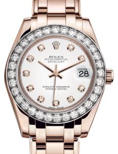 Rolex Pearlmaster 34 Rose Gold White Diamond Dial & Diamond Bezel Pearlmaster Bracelet 81285 - BRAND NEW