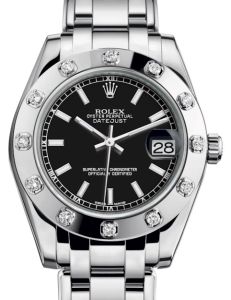 Rolex Pearlmaster 34 White Gold Black Index Dial & Diamond Set Bezel Pearlmaster Bracelet 81319 - BRAND NEW