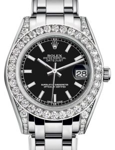 Rolex Pearlmaster 34 White Gold Black Index Dial & Diamond Set Case & Bezel Pearlmaster Bracelet 81159 - BRAND NEW