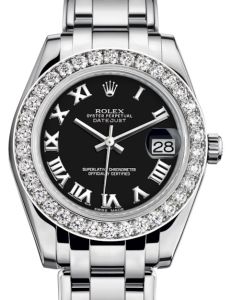 Rolex Pearlmaster 34 White Gold Black Roman Dial & Diamond Bezel Pearlmaster Bracelet 81299 - BRAND NEW
