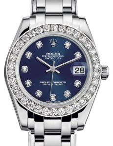 Rolex Pearlmaster 34 White Gold Blue Diamond Dial & Diamond Bezel Pearlmaster Bracelet 81299 - BRAND NEW