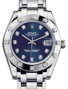Rolex Pearlmaster 34 White Gold Blue Diamond Dial & Diamond Set Bezel Pearlmaster Bracelet 81319 - BRAND NEW