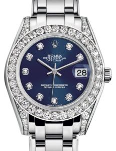 Rolex Pearlmaster 34 White Gold Blue Diamond Dial & Diamond Set Case & Bezel Pearlmaster Bracelet 81159 - BRAND NEW