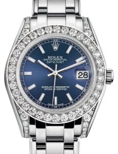 Rolex Pearlmaster 34 White Gold Blue Index Dial & Diamond Set Case & Bezel Pearlmaster Bracelet 81159 - BRAND NEW