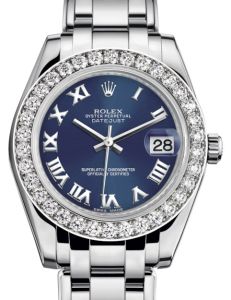 Rolex Pearlmaster 34 White Gold Blue Roman Dial & Diamond Bezel Pearlmaster Bracelet 81299 - BRAND NEW