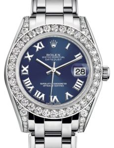 Rolex Pearlmaster 34 White Gold Blue Roman Dial & Diamond Set Case & Bezel Pearlmaster Bracelet 81159 - BRAND NEW
