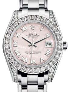 Rolex Pearlmaster 34 White Gold Pink Mother of Pearl Roman Dial & Diamond Set Case & Bezel Pearlmaster Bracelet 81159 - BRAND NEW