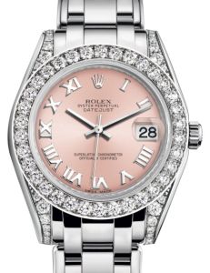 Rolex Pearlmaster 34 White Gold Pink Roman Dial & Diamond Set Case & Bezel Pearlmaster Bracelet 81159 - BRAND NEW
