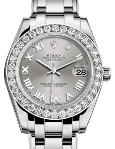 Rolex Pearlmaster 34 White Gold Rhodium Roman Dial & Diamond Bezel Pearlmaster Bracelet 81299 - BRAND NEW
