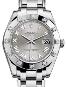 Rolex Pearlmaster 34 White Gold Rhodium Roman Dial & Diamond Set Bezel Pearlmaster Bracelet 81319 - BRAND NEW
