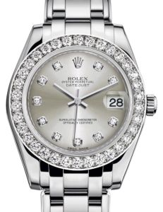 Rolex Pearlmaster 34 White Gold Silver Diamond Dial & Diamond Bezel Pearlmaster Bracelet 81299 - BRAND NEW